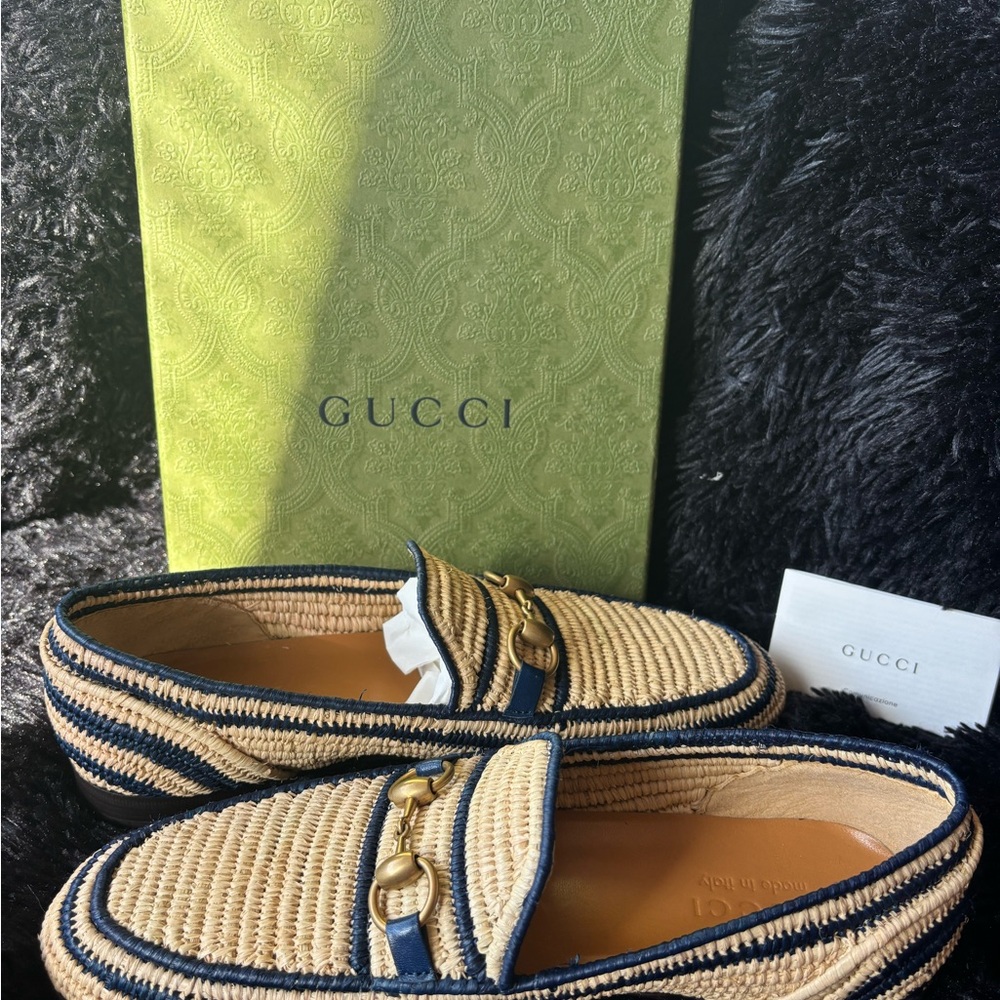 Gucci Men Natural Beige Raffia Horsebit Casual Loafer - Picture 7 of 11